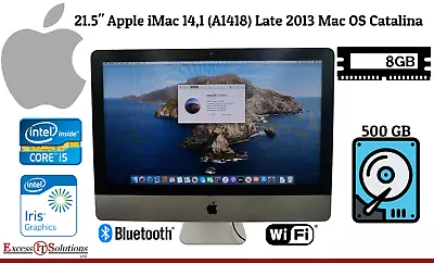 21.5  Apple IMac 141 (A1418) Late 2013 Catalina Core I5 4th 8GB RAM 500GB HDD • £159.99
