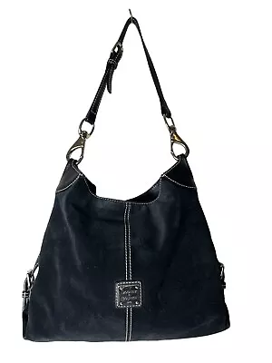 DOONEY & BOURKE Black Suede Leather Hobo Shoulder Bag Baguette Belvedere Dillen • $75