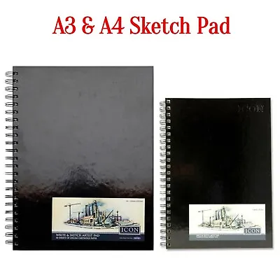 A3 & A4 Sketch Book Pad Hardback Cover White Paper Artist Sketching Drawing Book • £10.34