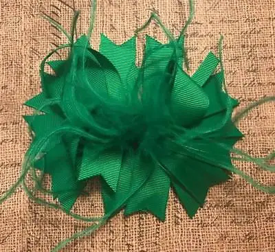 Green Feather Hair Bow 5  • $3.95