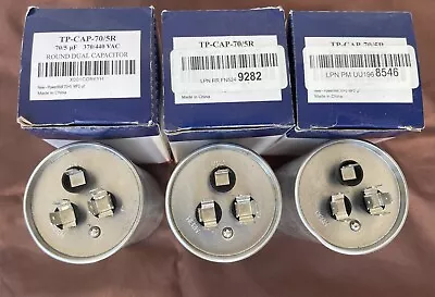 LOT (3) 70/5 MFD Uf 370 Or 440 Volt Dual Run Round Capacitor • $12.91