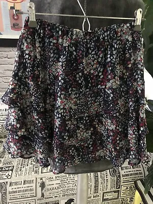 £7 • Buy Crew Navy Blue Floral Mini Rara Skirt Frill Ruffle Size S Uk 8