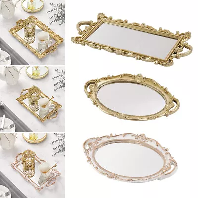 Large Decorative Mirror Display Plate Tealight Candle Holder Vanity Perfume Tray • £7.95