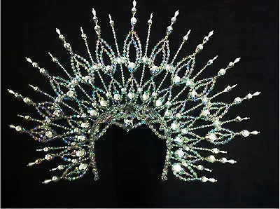 Da NeeNa H020a Showgirl Vegas Ballet Cabaret Crown Tiara Crystal Headdress  • $190.26