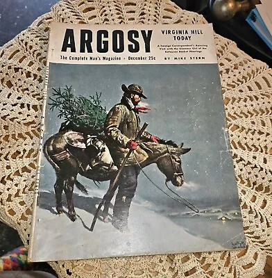 Argosy Men's Magazine Dec. 1954 Cowboy Christmas Cover • $18.50