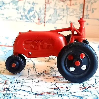 Vintage Louis Marx Blow Mold Red Plastic Tractor From Farm Play Set 1960s Flat C • $33.75