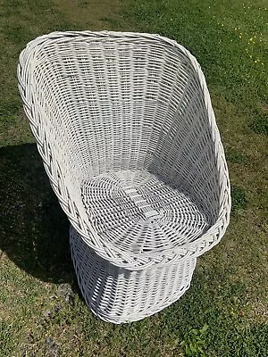 Vintage ⭐️WicKer Accent Chair BOHO ⭐️Rattan 70s Egg Cup Bucket • $210