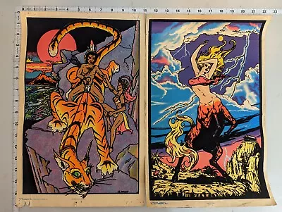 Lot 2 Black Light Posters Fantasy Originals Inc. Hollywood CA 1975 1977 Vintage • $256.35