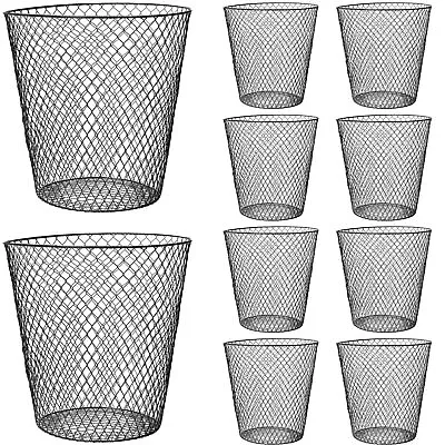 10 Pack Round Waste BasketWire Mesh Desk Metal Trash Garbage Can Wastebasket... • $65.88