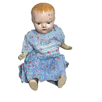 Vintage Baby Doll Tin Pressed Metal Head Blinking Eyes Soft Body Babydoll Collec • $64.53