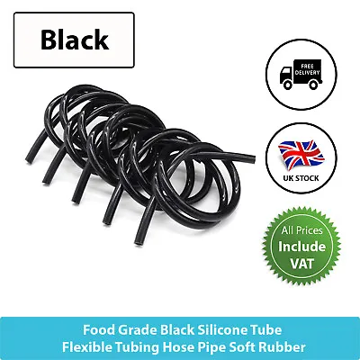 £3.15 • Buy Food Grade Black Silicone Tube Flexible Tubing Hose Pipe Soft Rubber UK FastFree