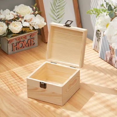 £5.94 • Buy Wooden Plain Gift Boxes With Lid Small Memory Storage Keepsake DIY Craft Chest