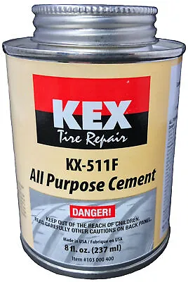 Kex Cold Vulcanizing Rubber Tire And Tube Patch Plug Repair Cement Glue 8oz Can • $14.86
