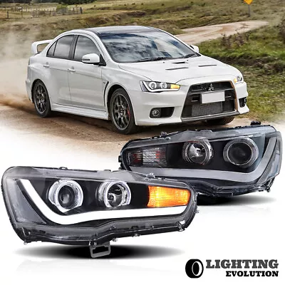 For 2008-2017 Mitsubishi Lancer EVO X VLAND LED DRL Headlights Angel Eyes A Pair • $225.99