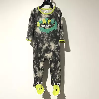 Anko Baby Crocodile Snappy But Cute Size 0 One Piece Grey Lime Green 6-12 Mths • $11