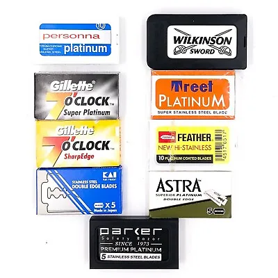 65 Premium Double Edge Safety Razor Blades - Variety Pack With Different Brands • $21