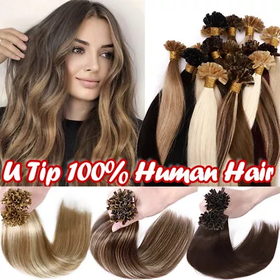 Fusion Nail Keratin U Tip Russian 100% Real Human Hair Extensions Pre Bonded US • $63.45