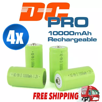 4x 10000mah D Size NI-MH Rechargeable Cell Battery 10000-mah NIMH Batteries 1.2V • $23.95