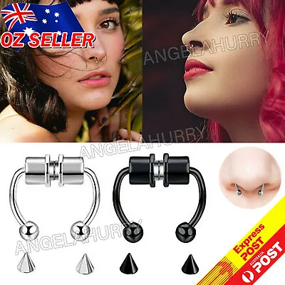 $3.99 • Buy Fake Nose Ring Segment Helix Tragus Faux Clicker Non-Piercing Magnetic NEW