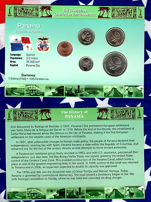 Littleton World Coin Set Panama W/card UNC 1510 Cent 1/21  Balboa 2008 • $21