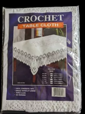 White Vinyl  Tablecloth Vintage Lace Style Doily Cloth Rectangular 54  X 72   • $19.99