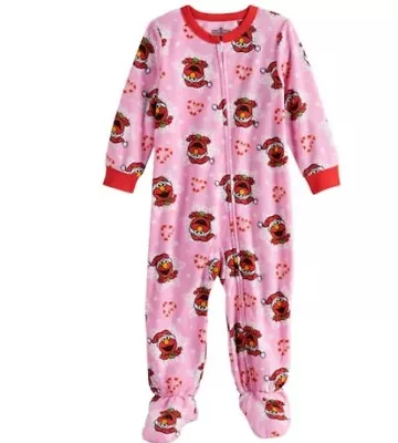 ELMO Pajamas Girl's Size 5T Pink FOOTED Pajamas NeW Zip Fleece Footie Pjs NWT • $25.99