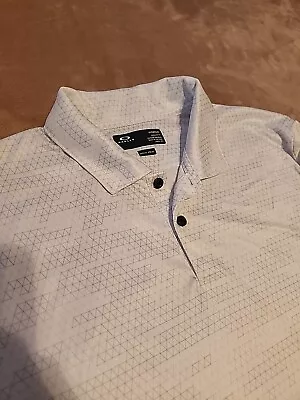 NEW Oakley Hydrolix Mens Polo Shirt XL White Green Triangles All Over • $12