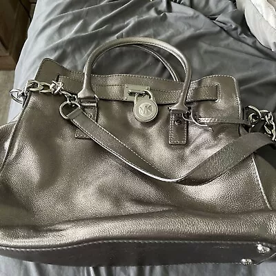 Michael Kors Hamilton Specchio Silver With Silver Hardware Satchel Purse • $80