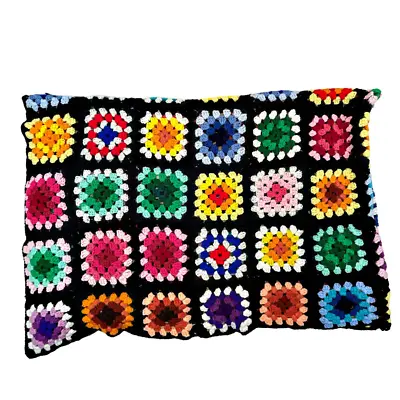 $89.99 • Buy Vtg Roseanne Granny Square Crochet Afghan Blanket Sofa Throw Multi-Color