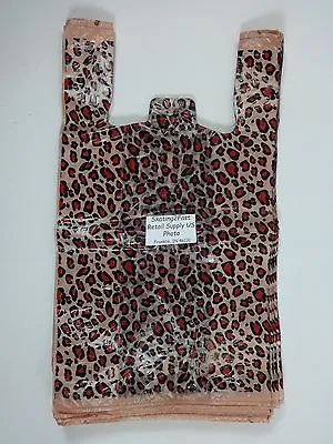 50 Qty. Leopard Print Design Plastic T-Shirt Retail Shopping Bags W/ Handles • $13.49