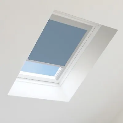 Soft Blue Thermal Blackout Skylight Roller Blind For All Velux Roof Window Codes • £67