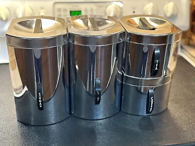 Vintage Kromex Mcm Chrome Kitchen Canister Set Stacking Coffee Tea Flour  Sugar • $79.99