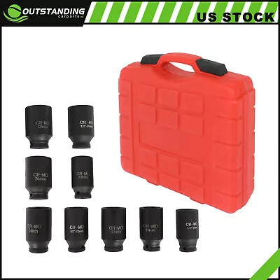 9X (29-38mm) Deep Impact Socket Set 1/2  Drive Metric Axle Hub Nut Sockets Tool • $37.98