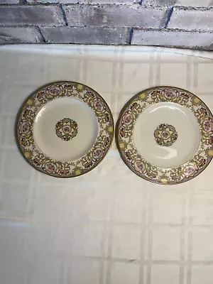 Set Of 2 Belleek Morgan (USA) Victoria  Dinner Plate 10 1/2  Fruit Baskets • $40.79