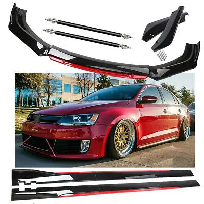 Gloss Black Strut Rod For VW Jetta MK6 MK7 Front Bumper Lip Spoiler Splitter • $99.99