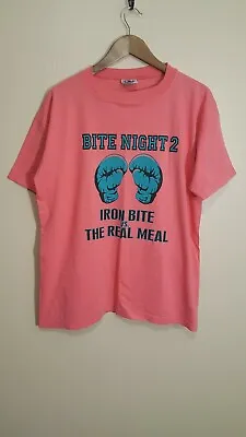VTG 90s Mike Tyson Vs Holyfield Parody Tee Shirt Size S/M Bite Night 2 • $94.99