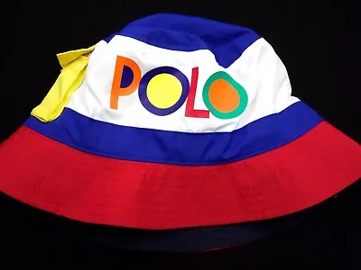 New! Polo Ralph Lauren Hat -s/m White Blue Red Block -pony Poly Bucket  Stadium • $54.99