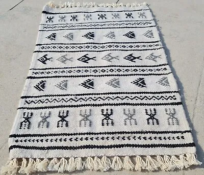 Authentic Hand Knotted Morocco Kilim Kilim Wool Area Rug 1.8 X 1.1 Ft (1367 KAR) • $24.99