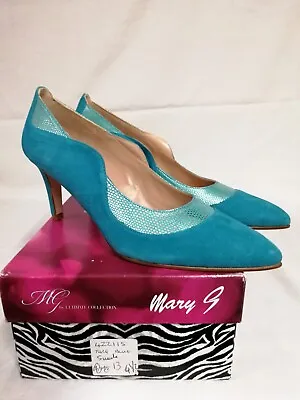 Mary G. Turquoise Suede Court Shoe Pointed Toe 3.5  Stiletto Hell Size UK 4.5 • £29.99