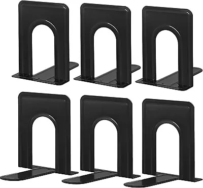 Metal Library Bookends Book Support Organizer Bookends Shelves Office 6 - Pieces • $18.42