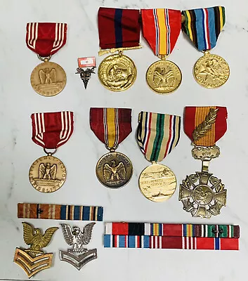 11pc LOT Vintage US Military Army Ribbon Bars Insignia Pins Medal Button ETC Usa • $24.99