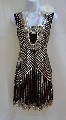 £29.99 • Buy 1920's Style Gatsby Vintage Charleston Sequin Beaded Flapper Dress Size 14/16