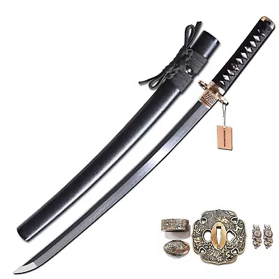 MURASAME Wakizashi Sword Clay Tempered T10 Steel Real Hamon Very Sharp Handmade • $199.99