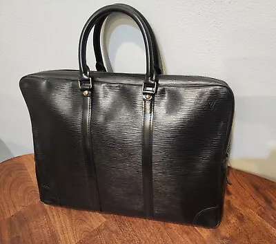 Vintage Louis Vuitton Porte Documents Briefcase Black Epi Leather  • $550