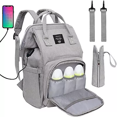 Baby Diaper Bag Backpack Multi-Function Waterproof Maternity Nappy Bags Grey  • £14.99