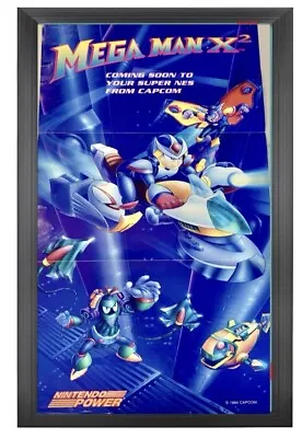 Vintage 22x11 Framed Nintendo Poster Megaman X Snes NES Wall Art • $79.99