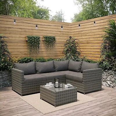 4 Seater Grey Rattan Garden Corner Sofa Set  - Fortrose FTR038 • £489.92