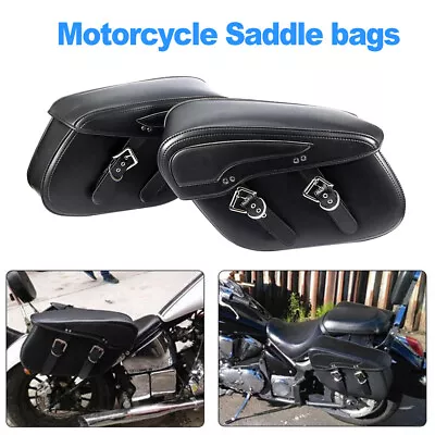 Black Motorcycle Side Saddle Bags For Harley Fatboy Heritage Softail Touring US • $129.99