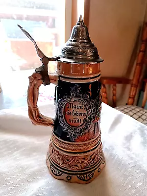 German Beer Stein Music Box With Pewter Lid Rare Check Pictures Details • $40