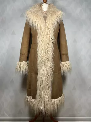 Penny Lane Styled 70's Coat  Afghan Faux Suede & Mongolian Fur Trimmed Coat • $199